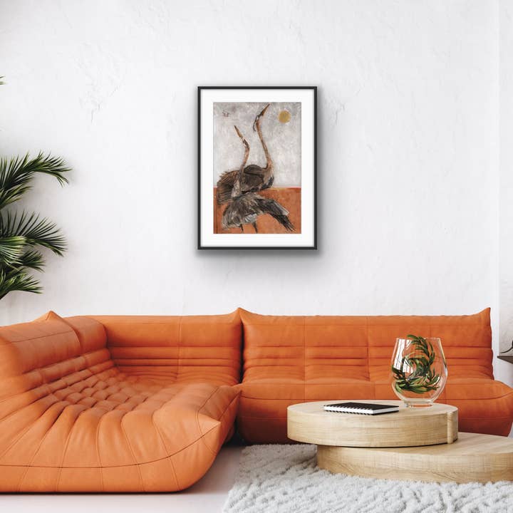 "Heron Dance" | Large-Scale Coastal Art Print for wholesale by Amanda McLenon Fine Art