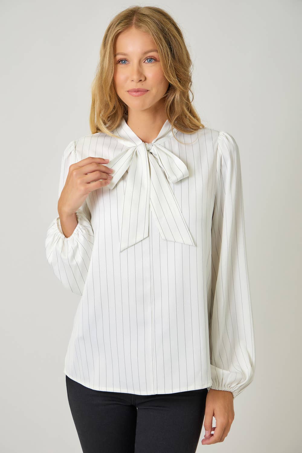 Mystree - Wholesale Blouse - Women's - 61227 Ribbon Tie Stripe Shirt6