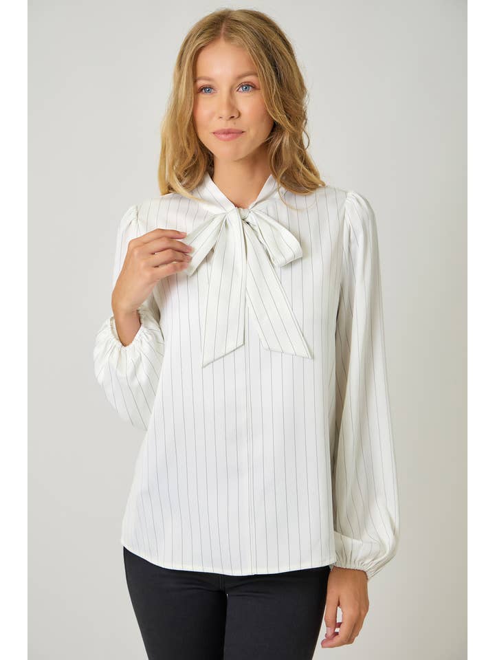 Mystree - Wholesale Blouse - Women's - 61227 Ribbon Tie Stripe Shirt6