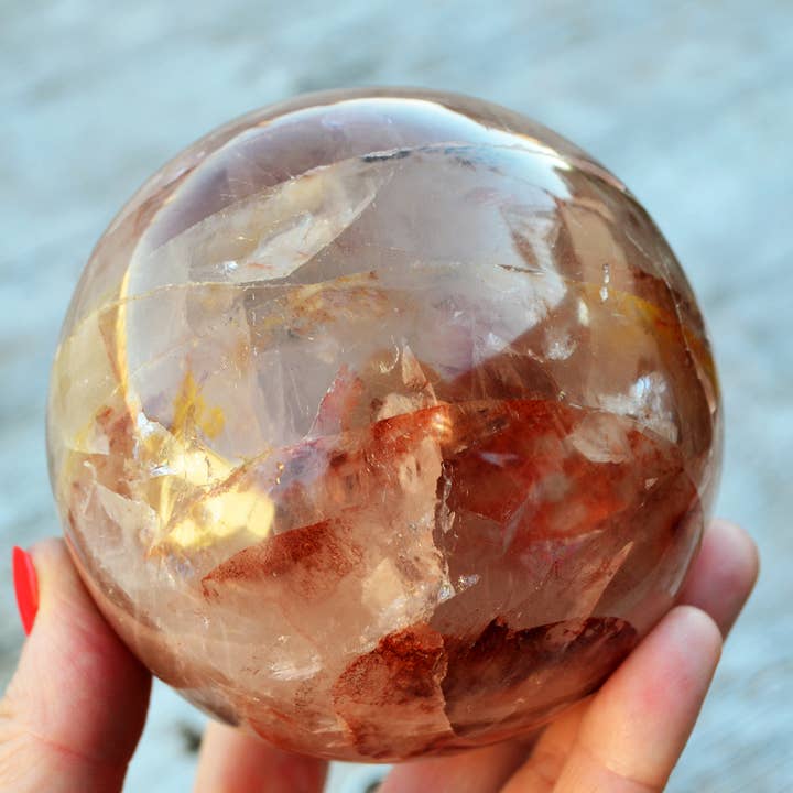 Kaia & Crystals - Wholesale Spiritual Stone/Crystal - XL Fire Quartz Sphere Crystal (65mm - 100mm)
