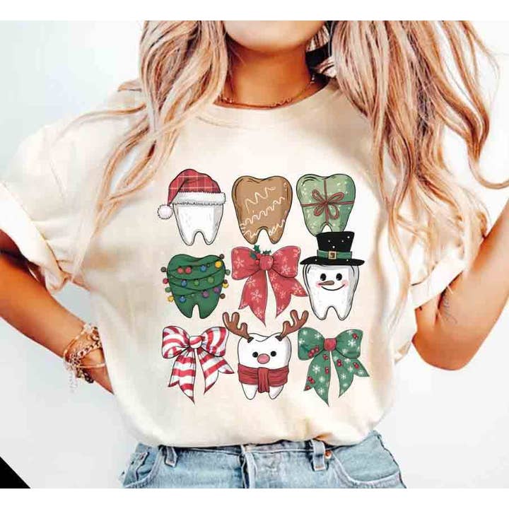 Coquette Christmas Bow Shirt, Funny Christmas Teeth Tee for wholesale by NVC Ecommerce LLC