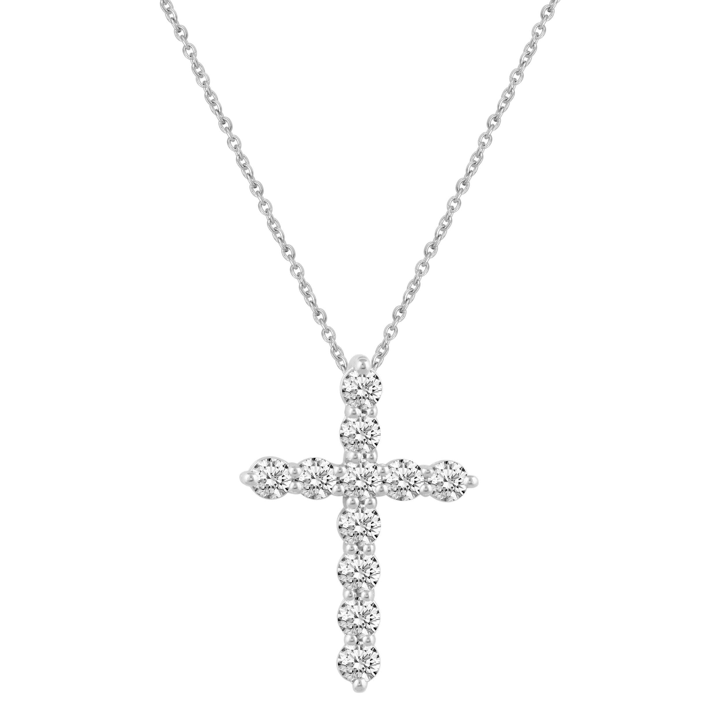 Fifth and Fine - Wholesale Pendant/Charm Necklace - 1/5Cttw to 1.00Cttw Classic Diamond Cross Pendant in Silver0