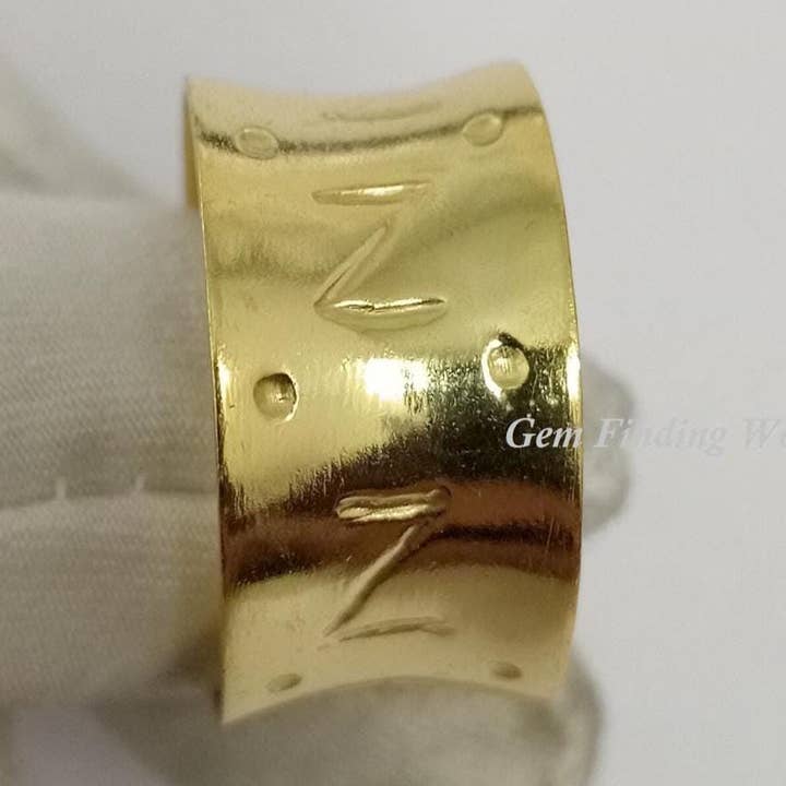 Gold Plated Engraved Cigar Band, 925 Sterling Silver Band for wholesale by Rishi Jewelry