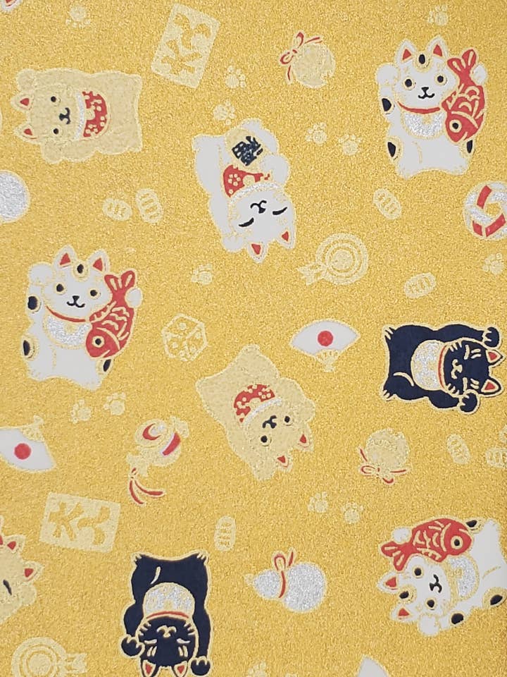 Yuzenshi: Lucky Cats On Gold for wholesale by Aitoh Company