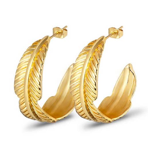 #FeatherHoop Mega Earring - Ensemble Dorure 18 Carats et Veuve pour la vente par Dropps By Szhirley