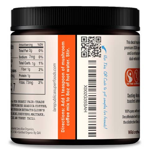 La Republica Coffee – wholesale Snabbkaffe/-espresso – La Republica Ekologiskt DECAF Svampkaffe (Full-Fruiting)6