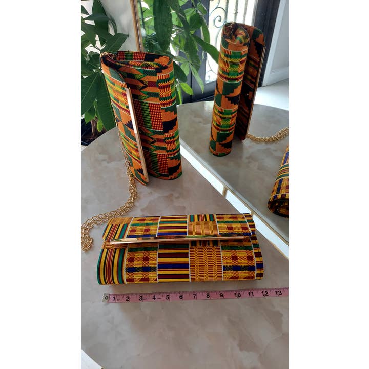India Batik - Wholesale Clutch Bag - Women's - Clutch Purse/ Cross Body- kente Print