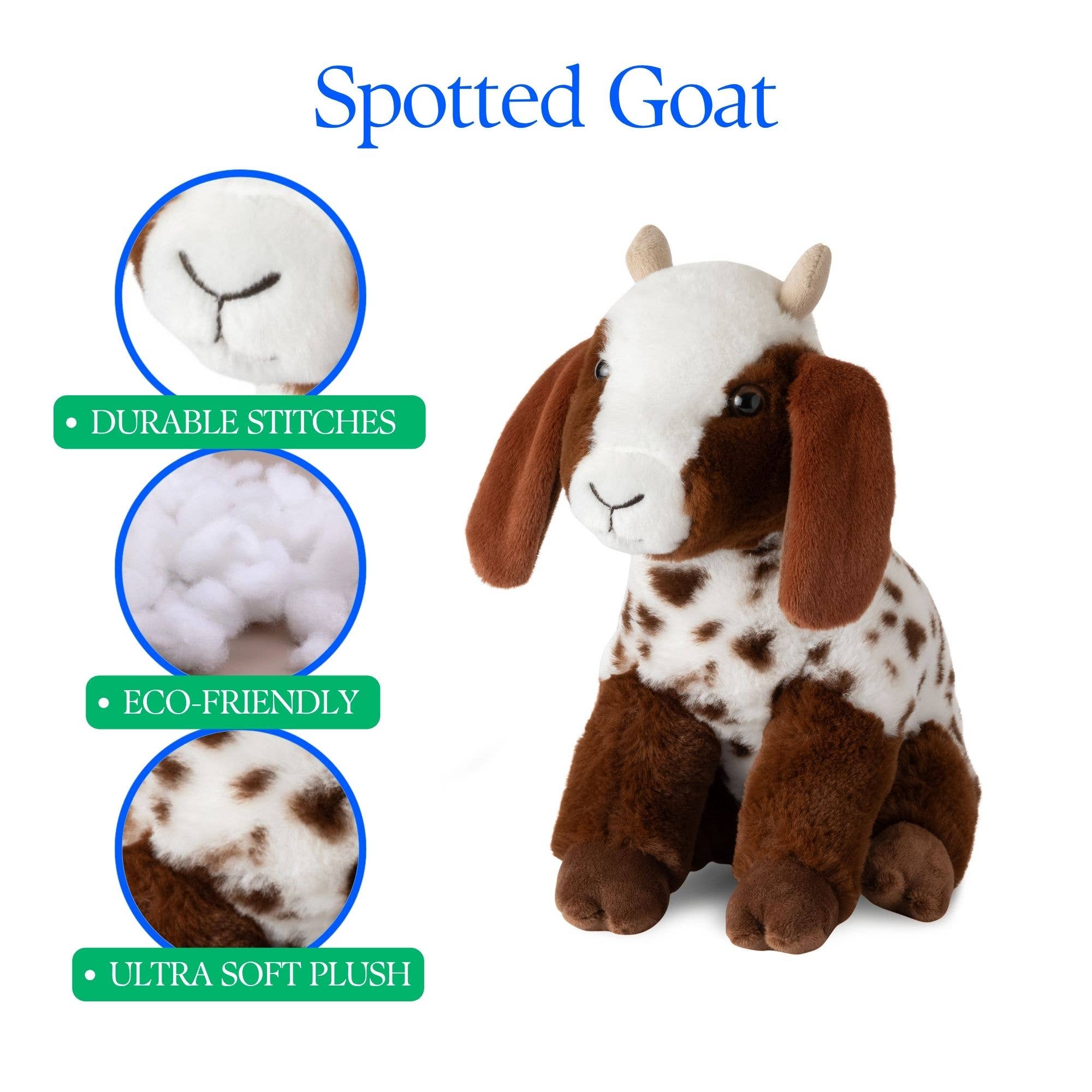 The Petting Zoo - Wholesale Stuffed/Plush Toy - Kids & Baby - Wild Onez Brown Spotted Goat medium 12"7