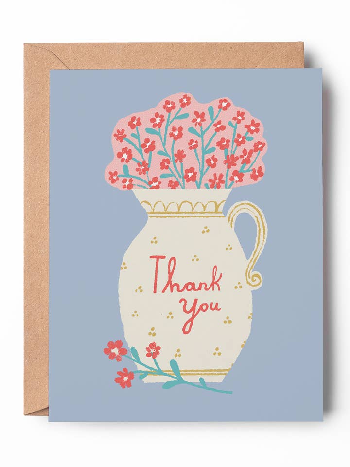 Biglietto di Ringraziamento | Biglietto di Gratitudine con Bouquet di Fiori per la vendita all'ingrosso da parte di Chloe Welch Art