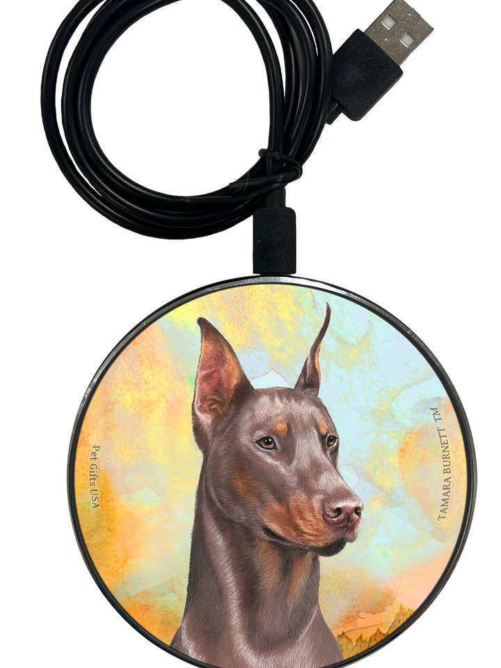 Doberman Fawn Cropped - Zoomies Phone Charger for wholesale by Pet Gifts USA, LLC