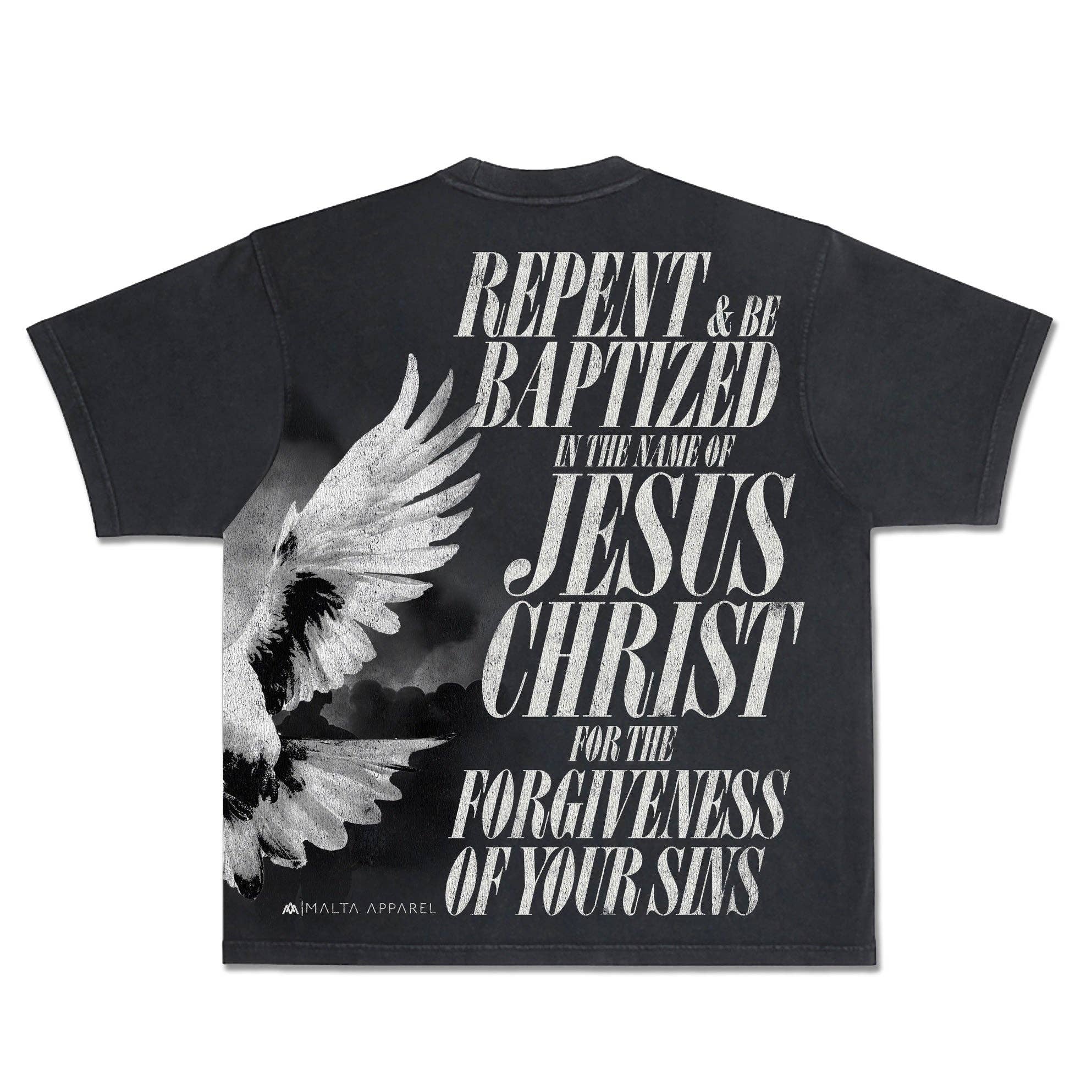Malta Apparel LLC - Wholesale Screen Printed T-Shirt - Unisex - Holy Spirit [Dove] Wrap-Around Tee (Oversized Fit)2