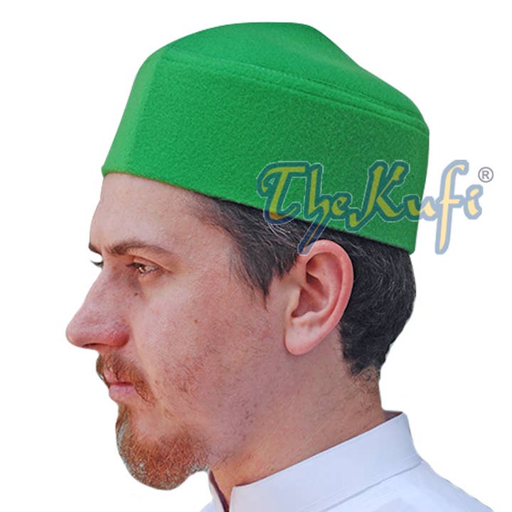 IndoMode - Wholesale Hoedaccessoires - Heren - Handgemaakte groene islamitische kufi-hoed van imitatievilt met spitse bovenkant1