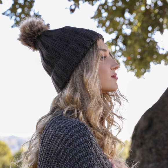 Leto Accessories - Wholesale Beanie - Women's - Winter-Ready Ribbed Faux Fur Beanie 🧶 – Wholesale Supplier15