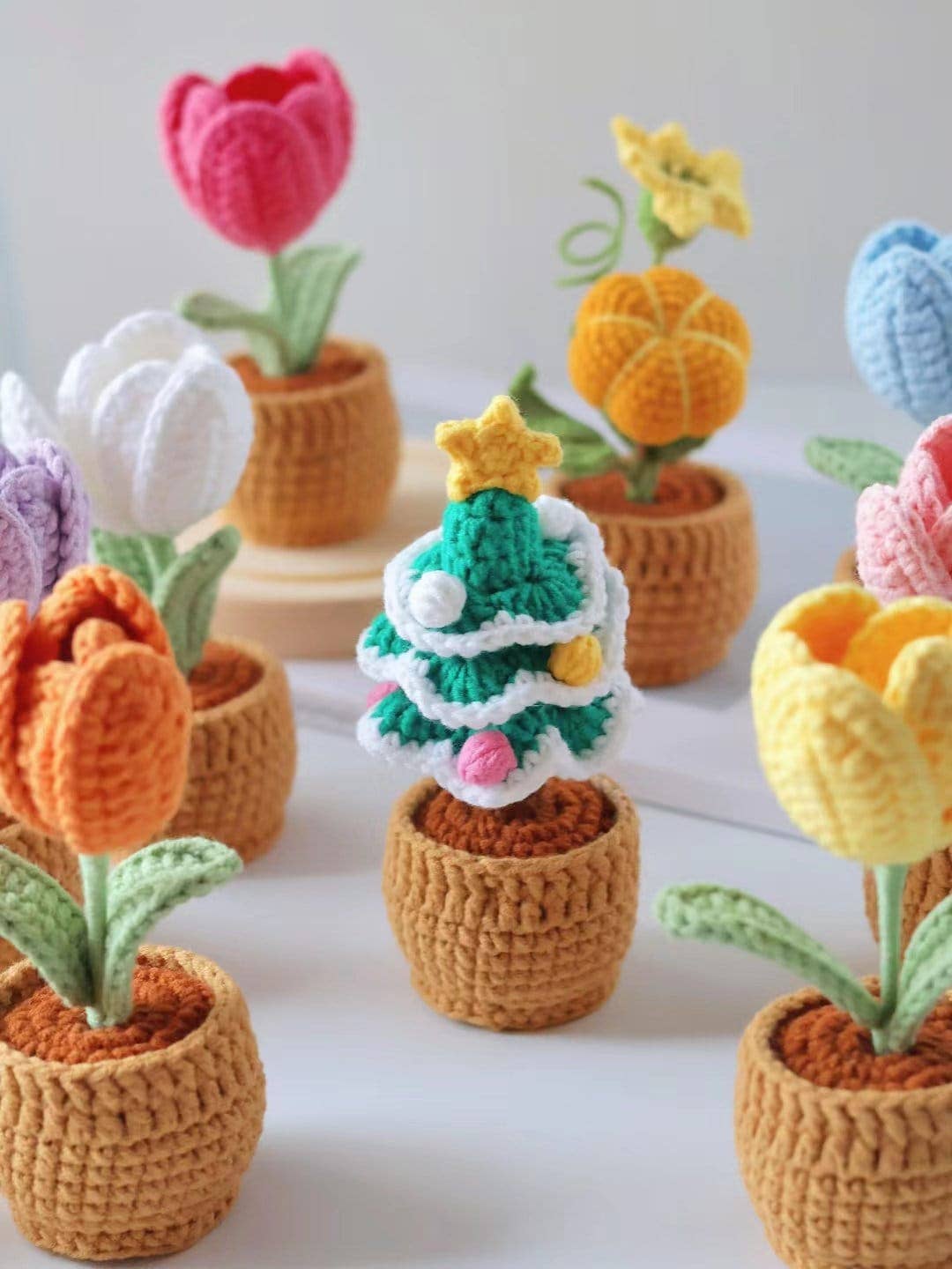 Anh2 LTD - Wholesale Decorative Tabletop Object - Crochet Flower Plant Pot, Office Desk Decor, Home Decoration8