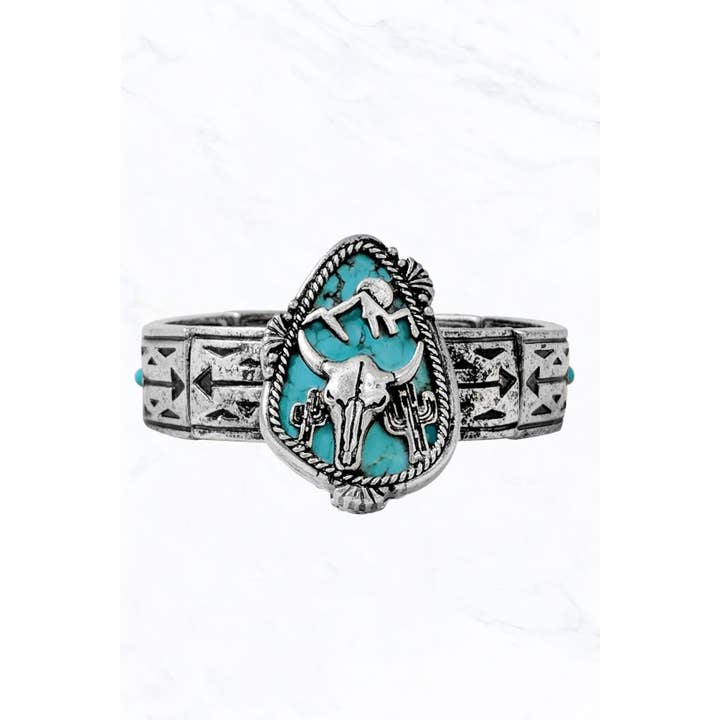 Suzie Q USA - Wholesale Beaded Bracelet - Western Bison Skull Cuff Bracelet