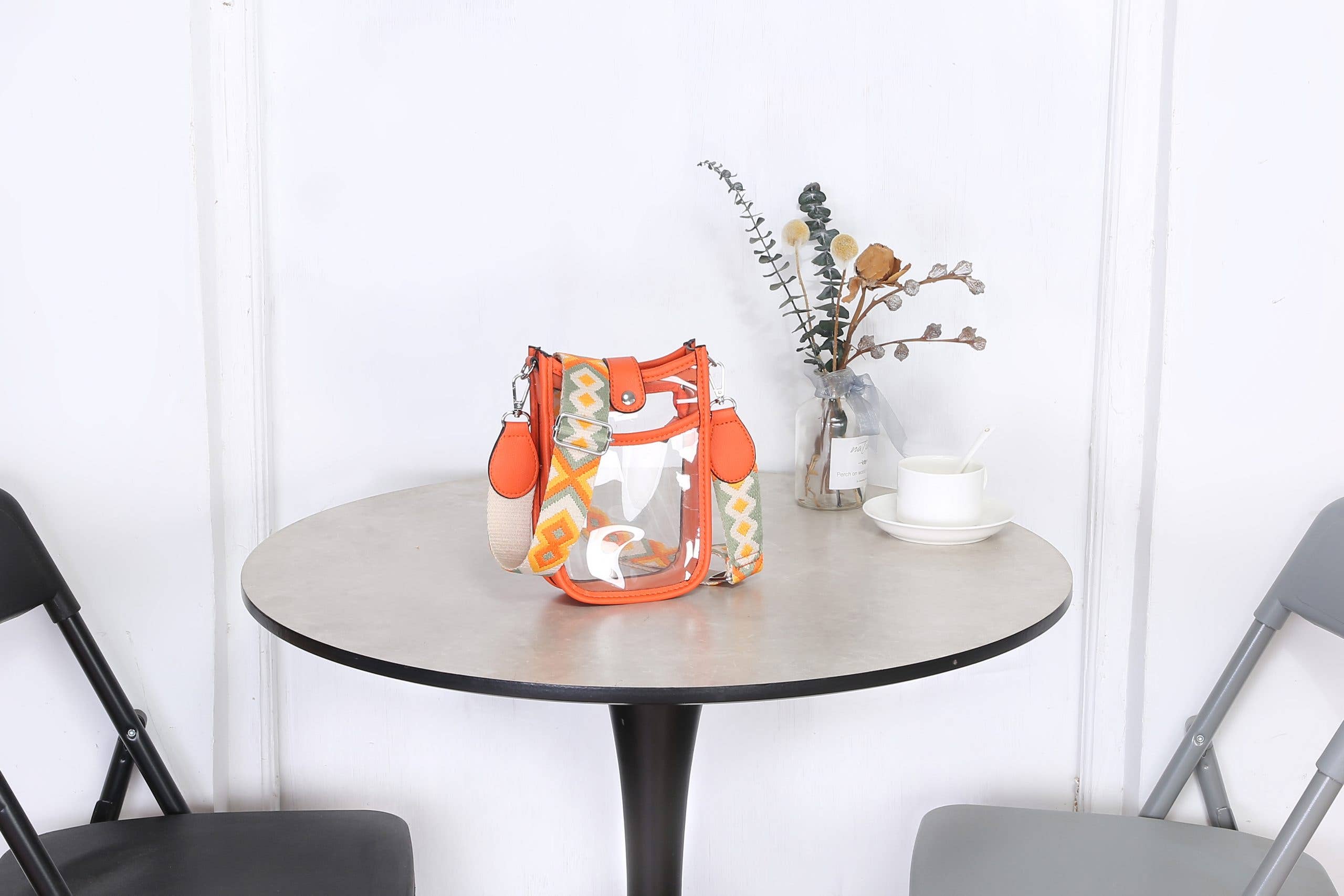 BEIGE BLACK FUCHSIA GREEN NAVY ORANGE JNY3204S2526 Transparent Plastic Mini Crossbody Bag for wholesale on Faire0