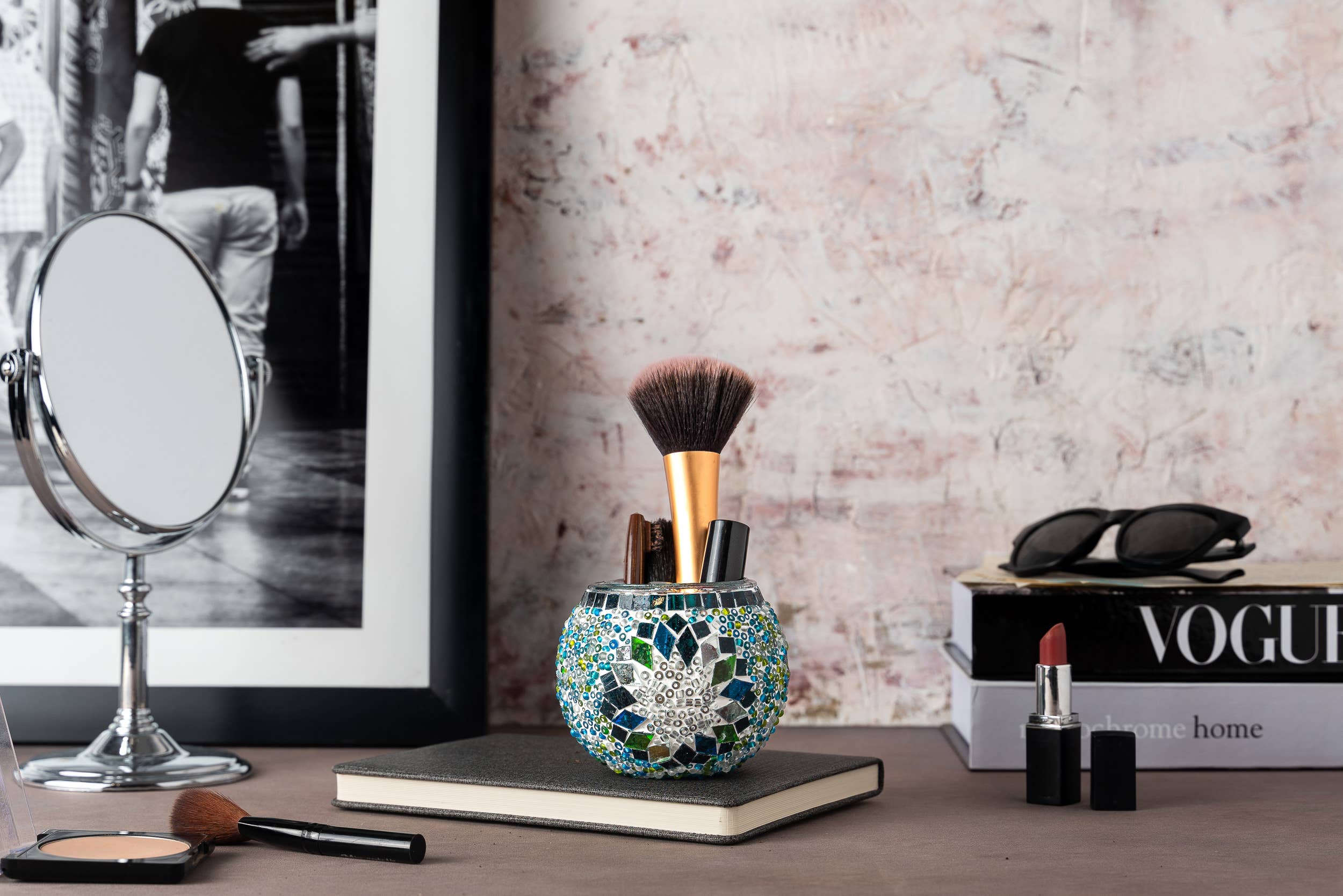 KAFTHAN - Wholesale Candle Holder - Large Mosaic Glass Candle Holders | Christmas Holiday Decor10