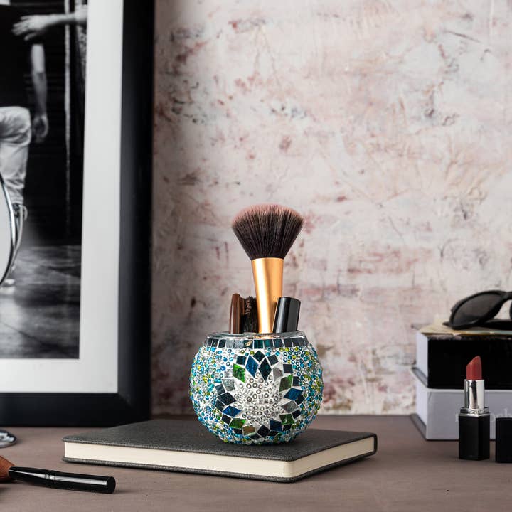 KAFTHAN - Wholesale Candle Holder - Large Mosaic Glass Candle Holders | Christmas Holiday Decor10