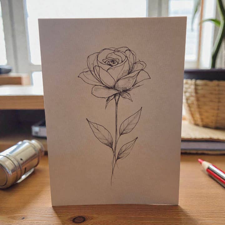 Rose DIY 5x7 Watercolor Card for wholesale by Ellie Joe Design Co