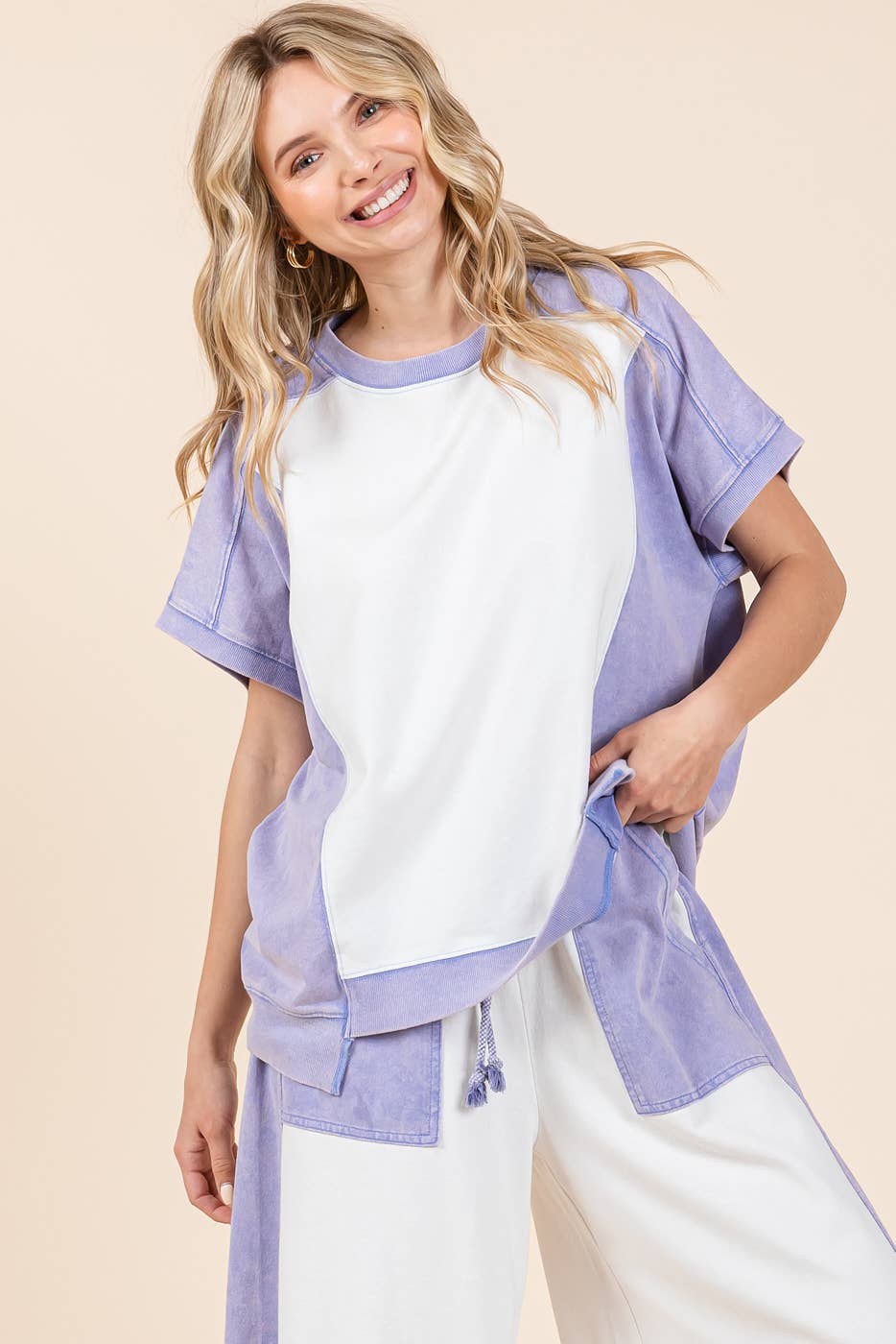 mittoshop – Großhandel Tunika – Damen – ÜBERGROSSES KURZARMSHIRT IM FARBBLOCKDESIGN14