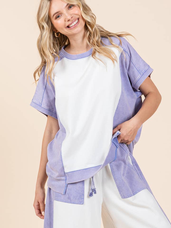 mittoshop – Großhandel Tunika – Damen – ÜBERGROSSES KURZARMSHIRT IM FARBBLOCKDESIGN14