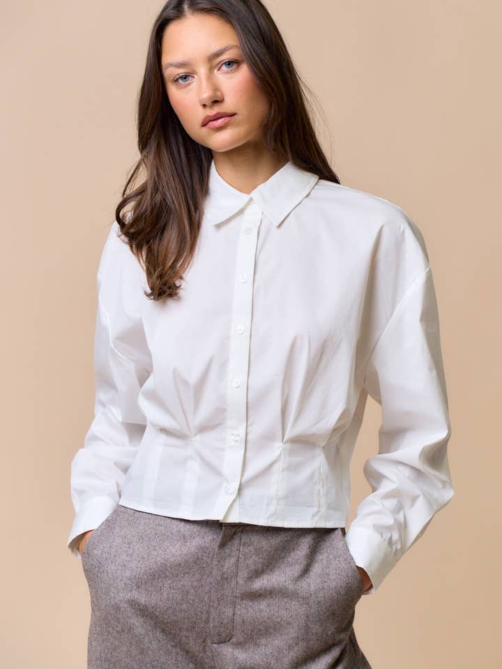 ILT6313 Button-Down Cropped Shirt  for wholesale by Lalavon