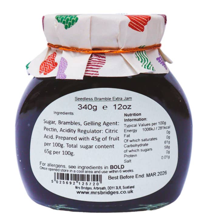 Mrs Bridges - Wholesale Preserves - Seedless Bramble Preserve, Jam Spread1