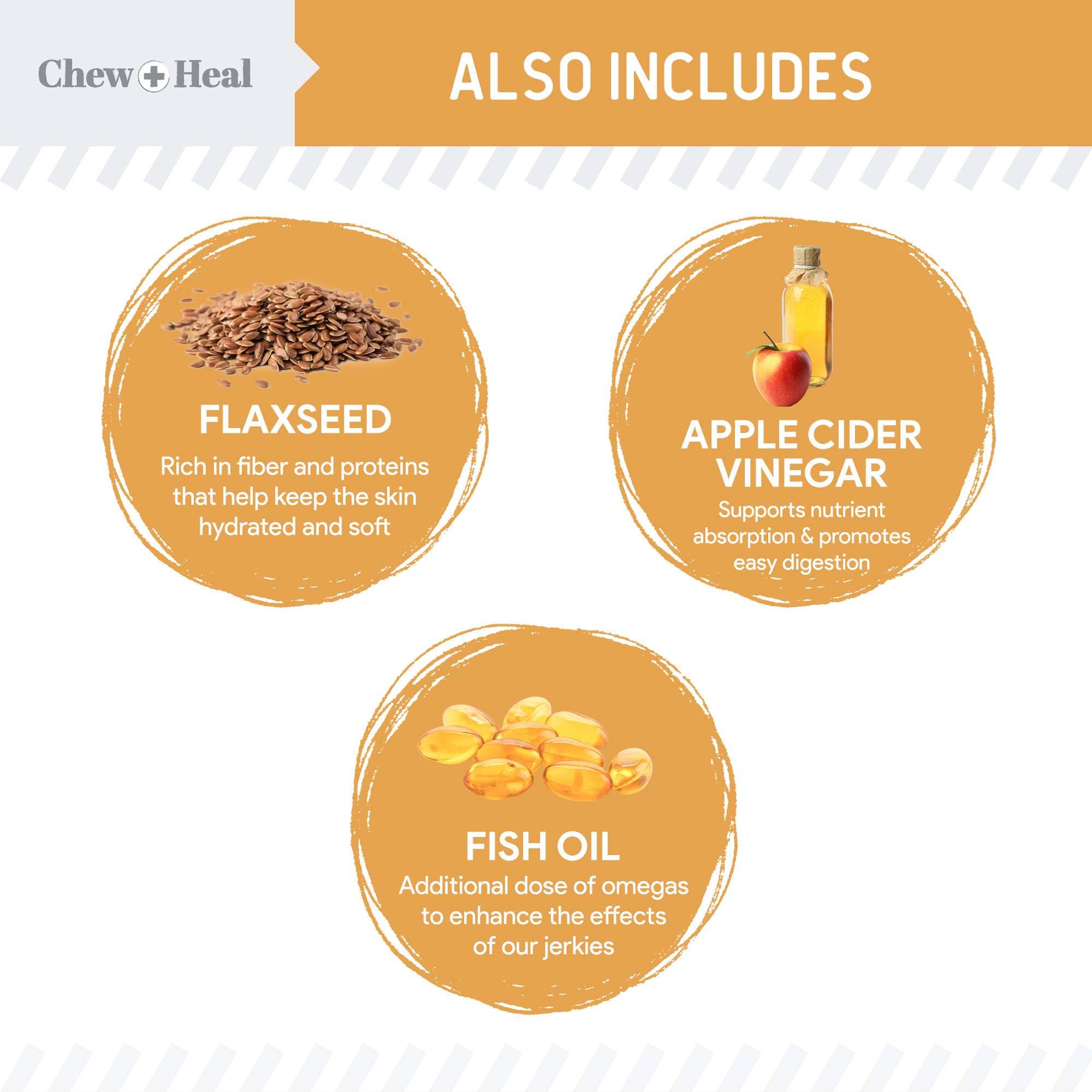 Chew + Heal - Wholesale Pet Treats - Dog - Wild Alaskan Omega Soft Jerky Treats for Dogs - 5oz. Bag5