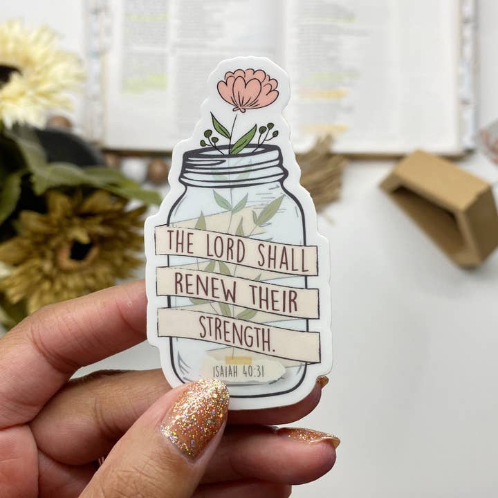 Encouraging Floral Bible Verse Sticker - Waterproof Vinyl for wholesale by Dear Bold Believer