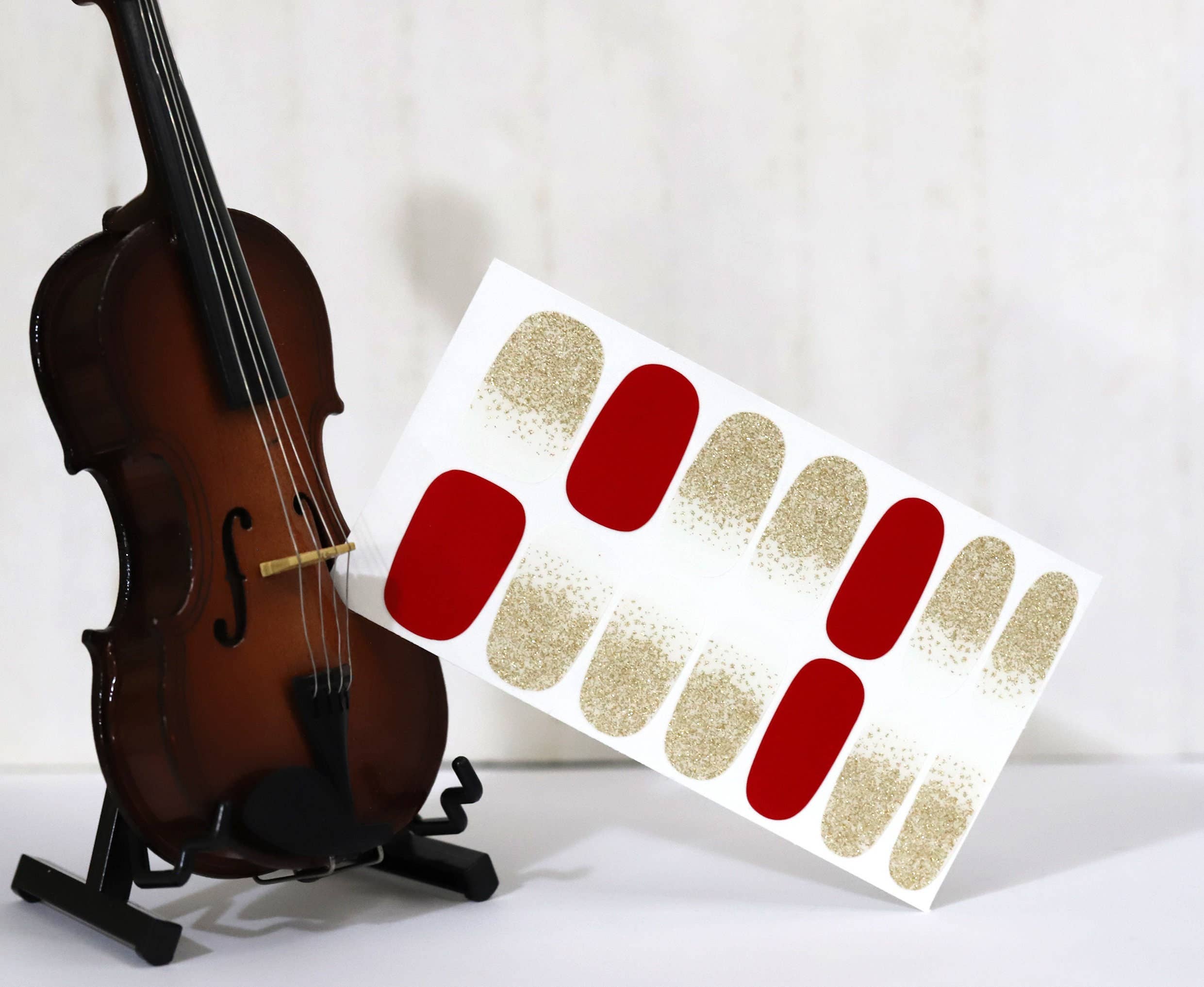 ClebleNails - Vendita all'ingrosso Nail art/decalcomania unghie - Impacchi per unghie con glitter dorati/Involucri per unghie natalizi rosso bordeaux/Adesivi per unghie invernali per vacanze/Strisce di smalto3