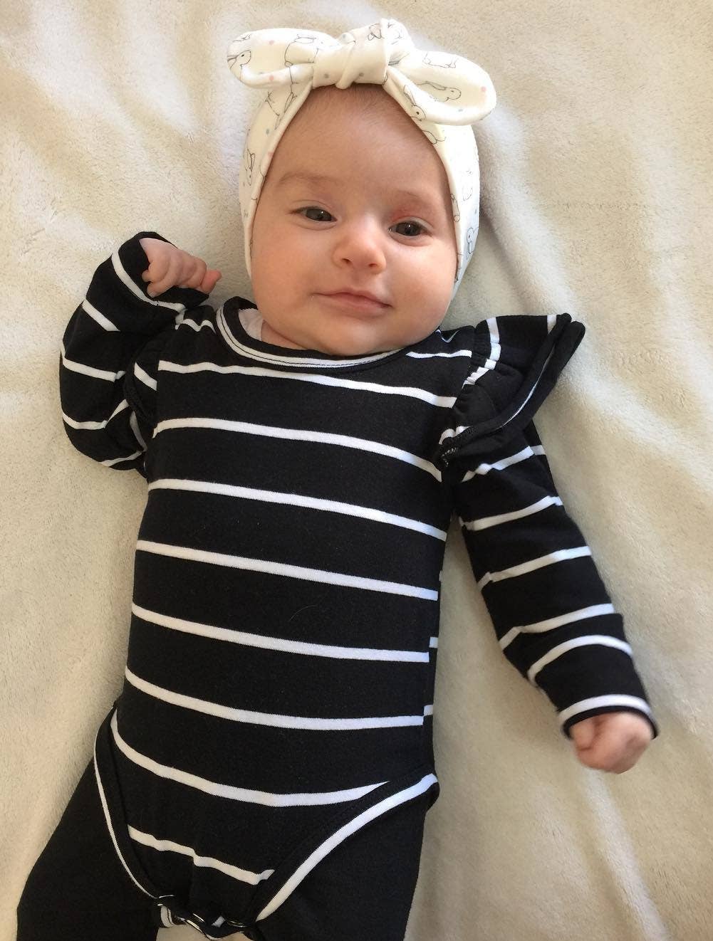 Fennco Styles – wholesale Bodysuit (non-footed) – Baby – White Stripes Black Baby Bodysuit 2