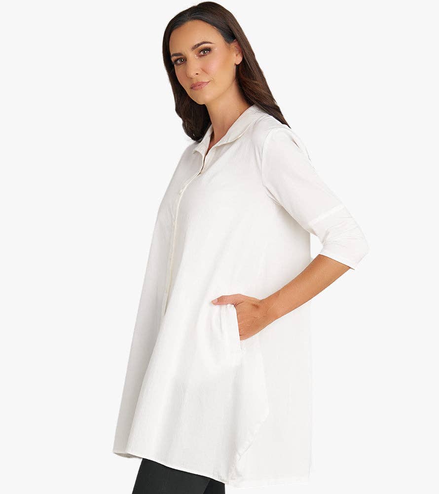 Stella Carakasi - Wholesale Tunic - Women's - Women's 3/4 Sleeve A-Line Cotton Poplin Tiburon Tunic Icon53