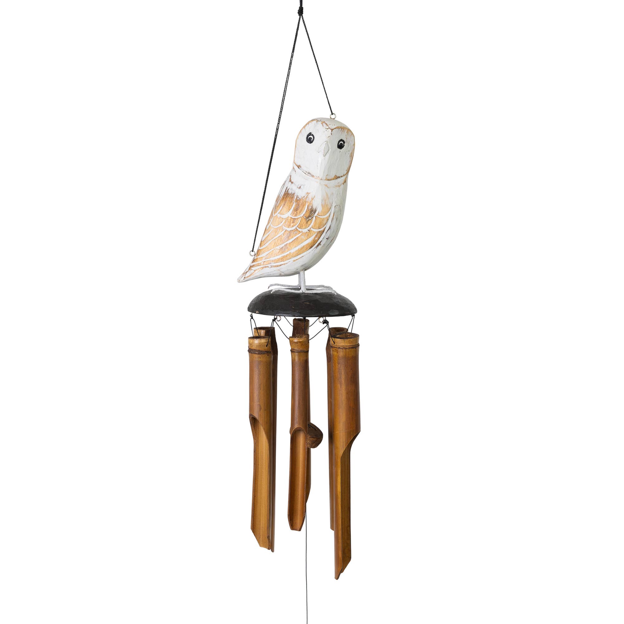 Cohasset Gifts - Wholesale Wind Chime - Snowy Owl Bamboo Wind Chime - Wink3