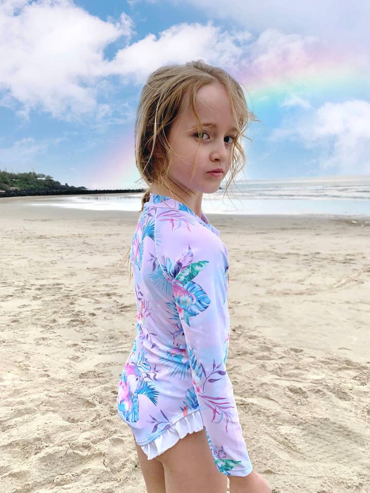 Tribe Tropical – wholesale One-piece swimsuit – Kids – Girls Long-Sleeve Swimsuit - Tropic of Unicorn