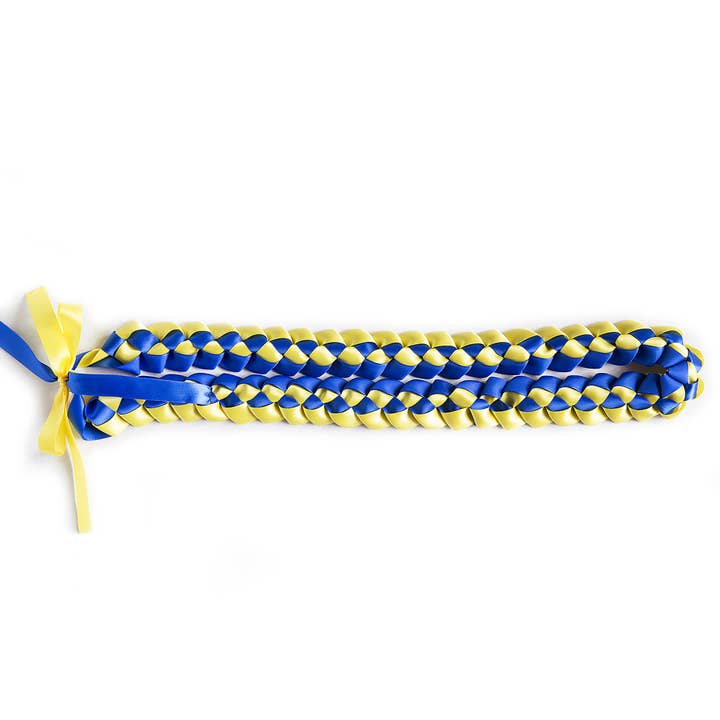 Ribbon Lei - Royal Blue & Yellow for wholesale by A Tangible Thought