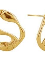 DJE311190 14K Dipped Organic Wave Post Earrings for wholesale by MiMi Wholesale