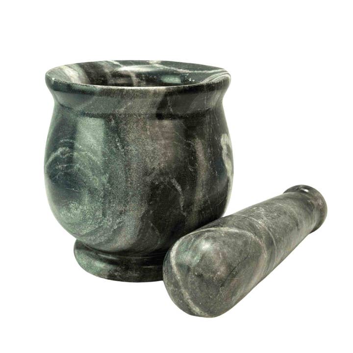 Down To Earth - Wholesale Mortar & pestle - Black & White Stone 4" Mortar and Pestle.1