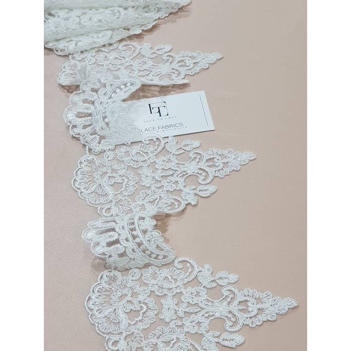 Ivory Lace Trimming French Alencon Bridal Wedding Lace for wholesale on Faire2