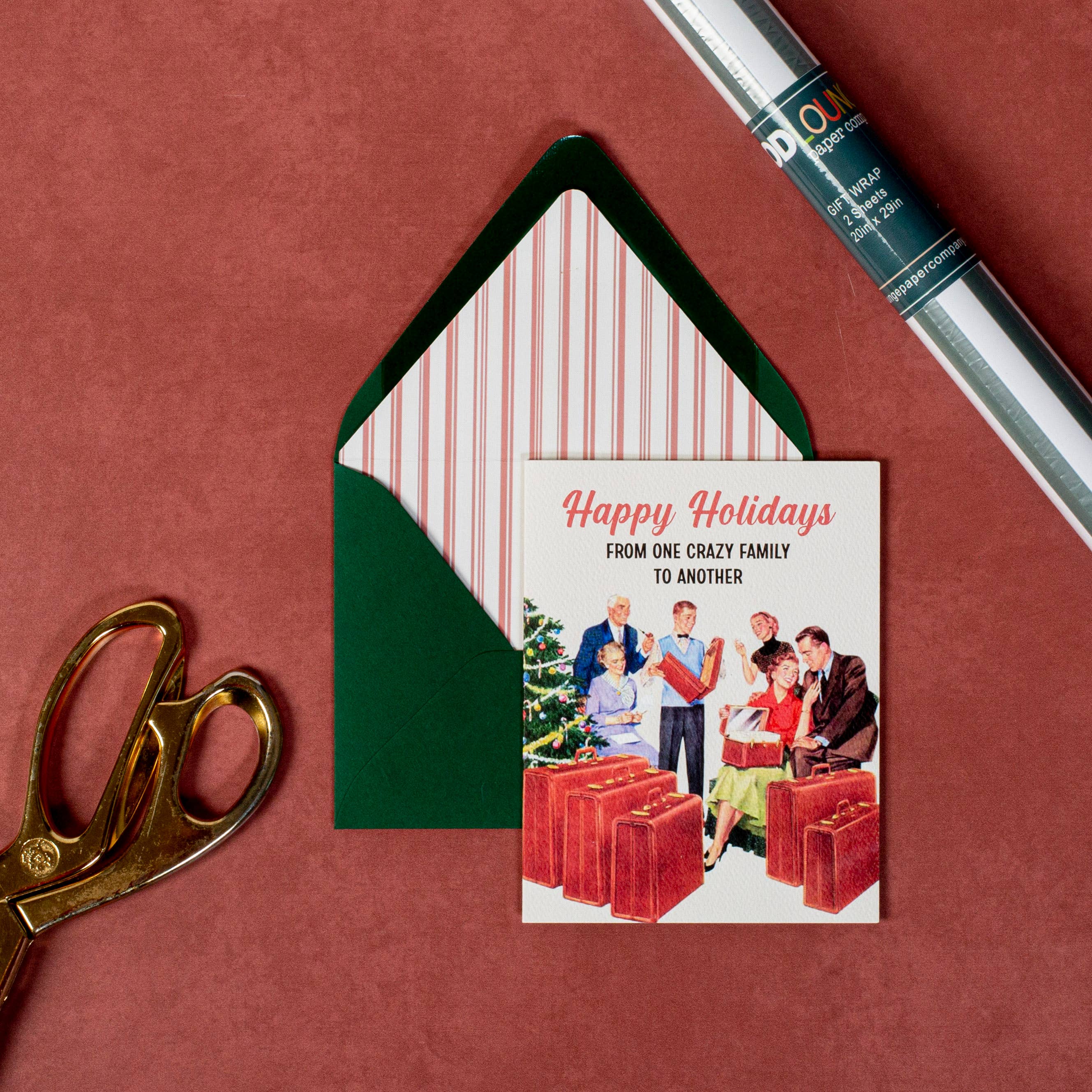 Mod Lounge Paper Company - Wholesale Christmas Card - Crazy Family Christmas Funny Mid Century Greeting Card4