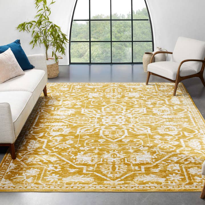Well Woven – wholesale Matta – Disa Vintage Medaljong Guld Mjuk Matta Av Chill Mattor