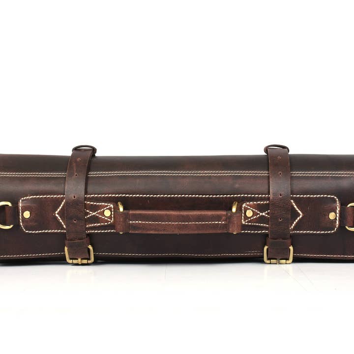 TLG Canada - Wholesale Knife Storage - Arizona Leather Knife Roll 10 Slot Walnut Brown2