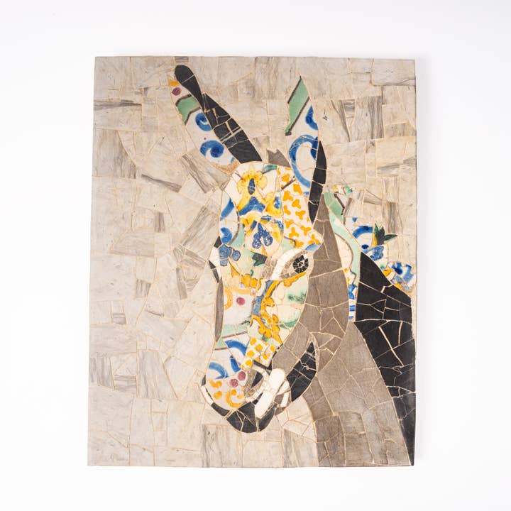 Mosaico de mármol El Burro Sonriente - H 50 cm L 38 cm para venta al por mayor de Maison Annabi