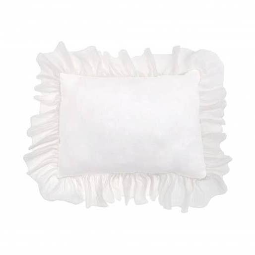 Rectangular cushion with ruffles white cotton voile for wholesale by Mouche Paris