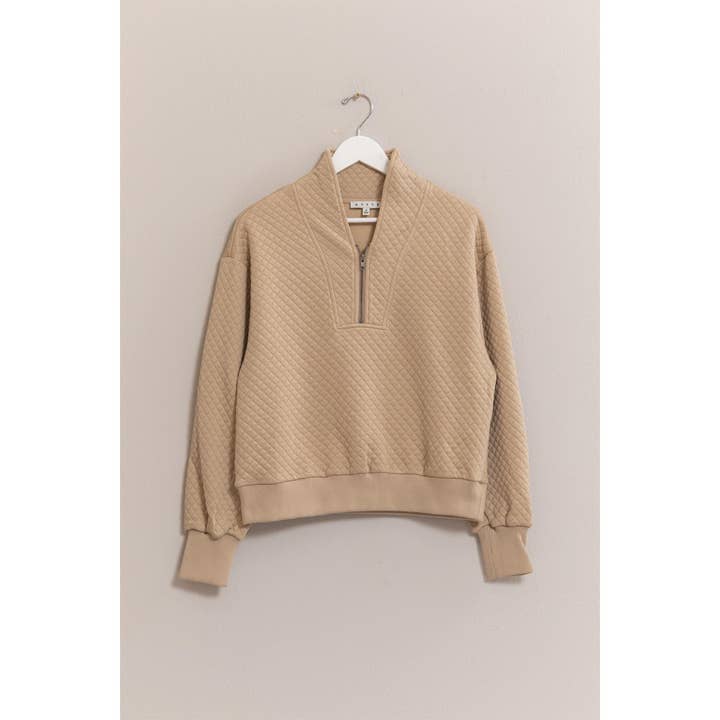 HYFVE - Wholesale Sweatshirt - Women's - HF25C418-Quilted Half Zip Pullover