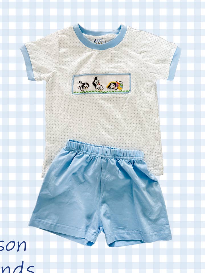 Carson & Friends - Wholesale Top & Short Set - Kids - Carson and Friends Storybook Puppy Short Set0