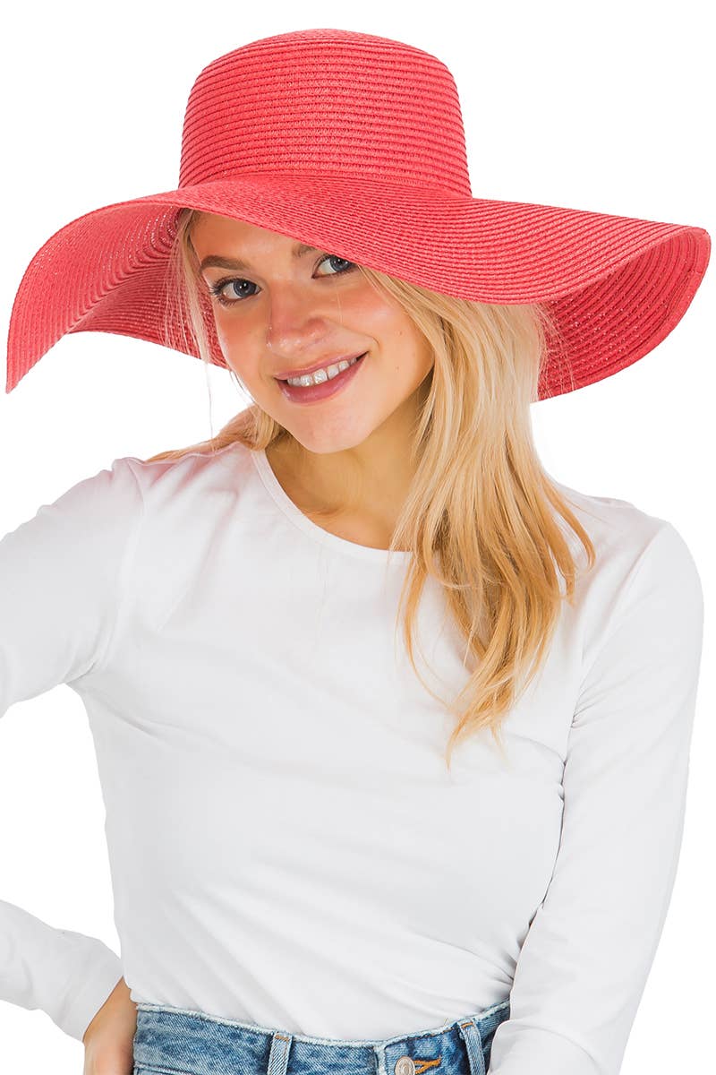 Cap Zone - Venta al por mayor Sombrero de paja - Mujer - Sombrero de sol de paja con tejido apretado, color sólido y ala ancha flexible15