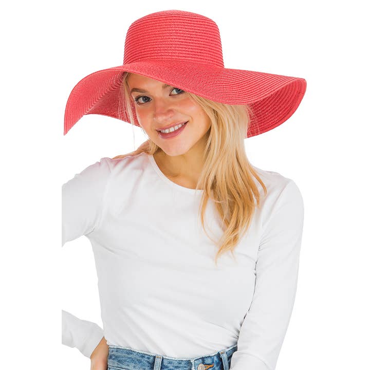 Cap Zone - Venta al por mayor Sombrero de paja - Mujer - Sombrero de sol de paja con tejido apretado, color sólido y ala ancha flexible15