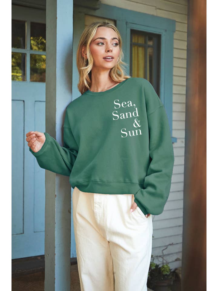 OAT COLLECTIVE - Vente Sweat-shirt à imprimés – femme - Sweat-shirt graphique mi-long « Sea, Sand and Sun »10