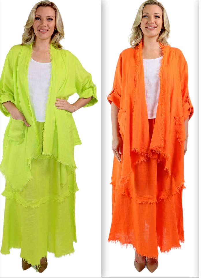 2PC 100% Linen Skirt Set, Plus size Linen skirt set for wholesale by LINEN AND GAUZE