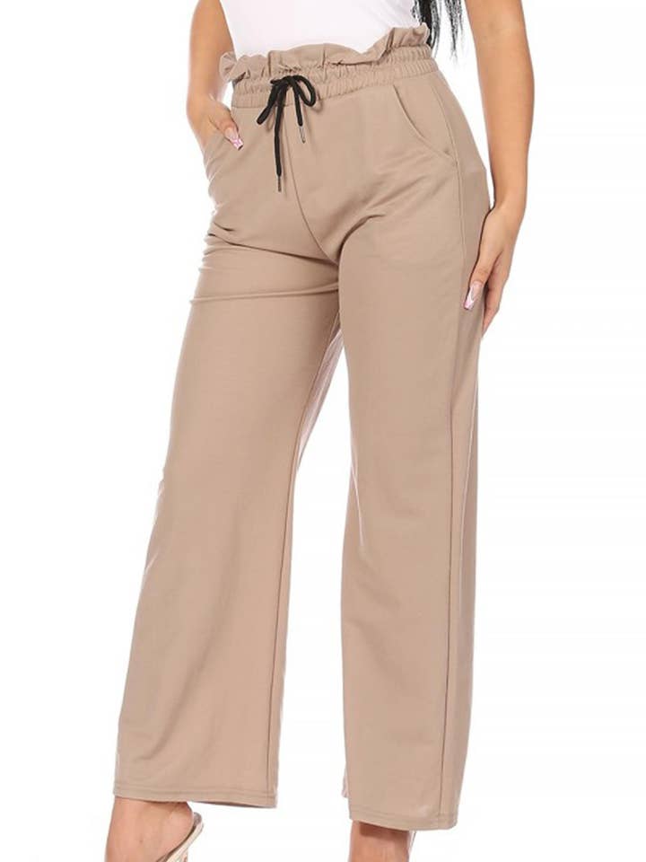 Women's Casual Wide Leg Solid Pants whit Pockets for wholesale by MOA COLLECTION
